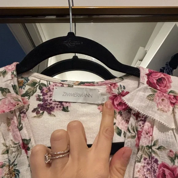 Zimmermann Floral Print Dress with Puff Sleeves size 0 - Picture 3 of 3